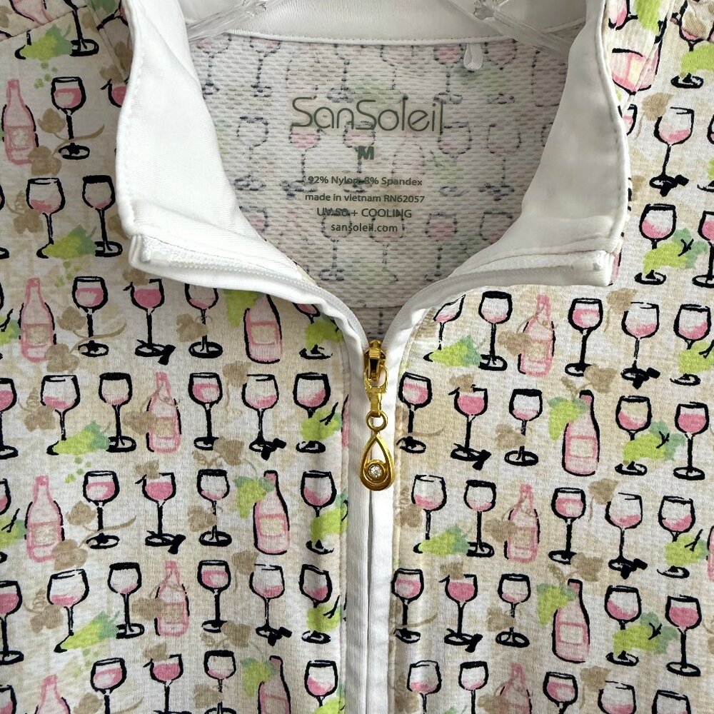 SanSoleil Wine Lovers Quarter Zip Athletic Top – Lightweight & Breathable! 🍷